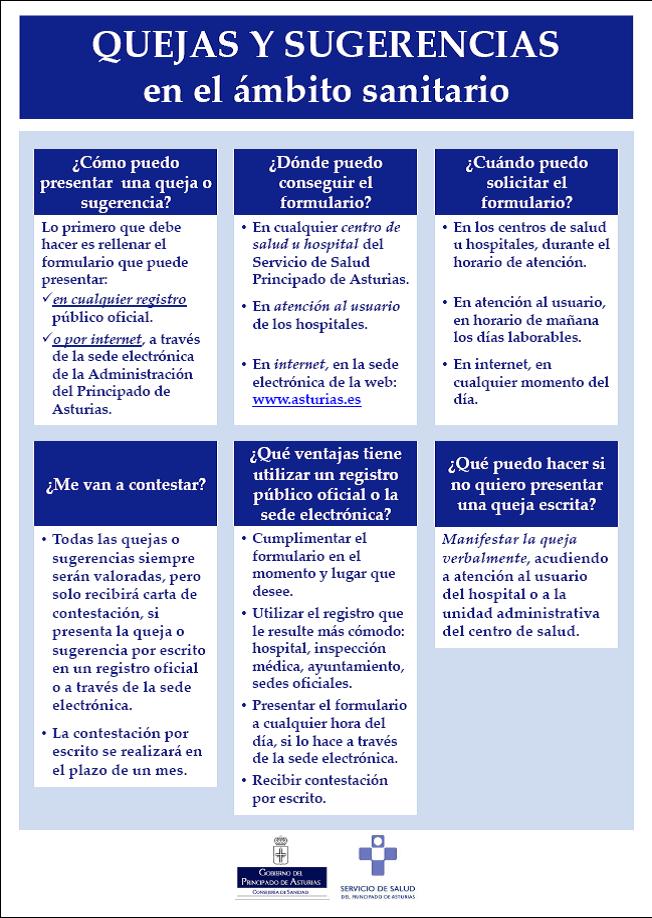 Astursalud Presentacion De Quejas Sugerencias Y Agradecimientos En Ambito Sanitario